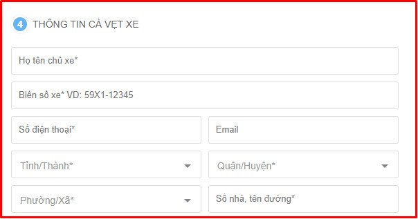 Hình ảnh minh họa các bước nhập thông tin cá nhân khi đăng ký bảo hiểm xe máy trên nền tảng trực tuyến