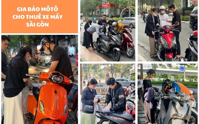 Hình ảnh minh họa các loại xe máy đang sẵn sàng cho thuê tại một cửa hàng ở Gò Vấp