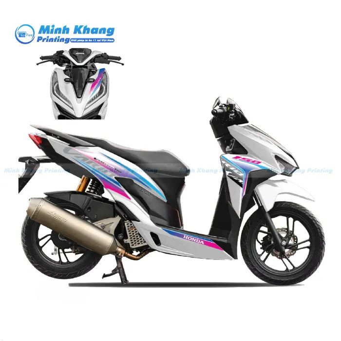 Hình ảnh minh họa các mẫu decal chữ trên nhiều dòng xe máy khác nhau