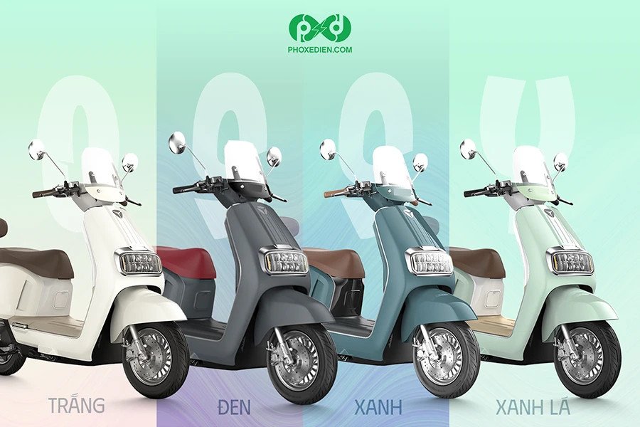 Hình ảnh minh họa các mẫu xe điện Yadea với nhiều màu sắc cá tính dành cho nữ