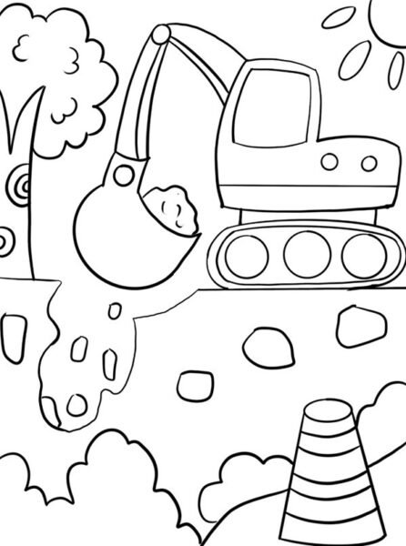 Hình ảnh minh họa các mẫu xe máy xúc tô màu đơn giản dành cho trẻ em