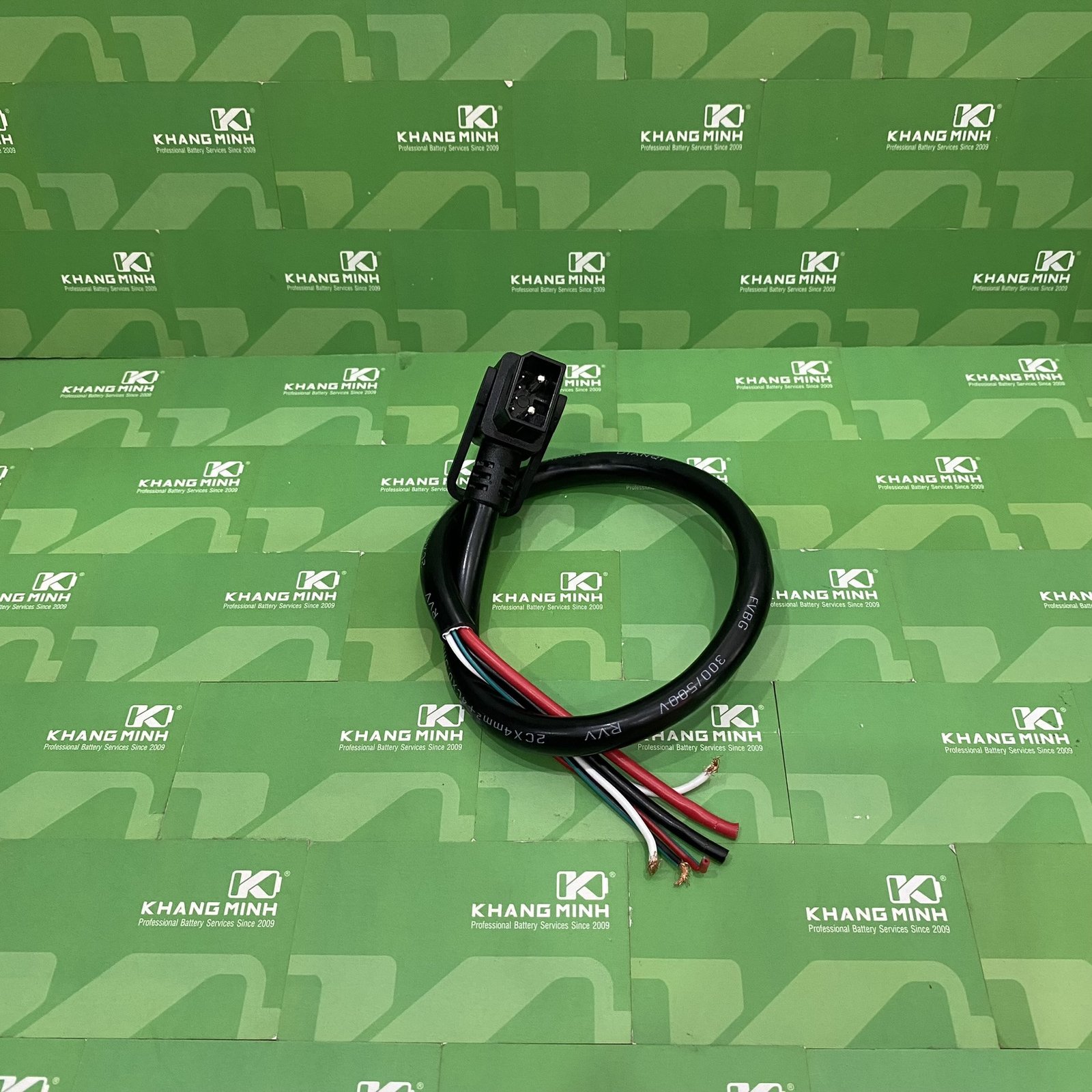 Hình ảnh minh họa giắc cắm và dây sạc của thiết bị sạc xe điện