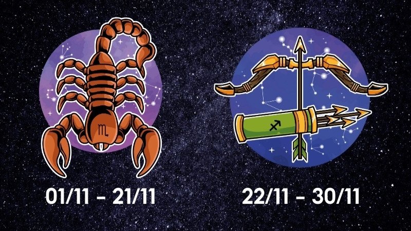 Hình ảnh minh họa hai cung hoàng đạo Thiên Yết và Nhân Mã sinh vào tháng 11
