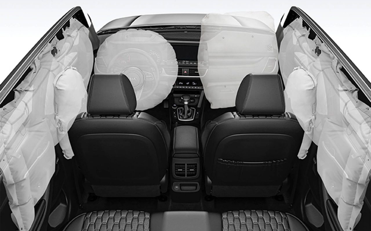 Hình ảnh minh họa hệ thống an toàn 6 túi khí trên xe Kia 5 chỗ
