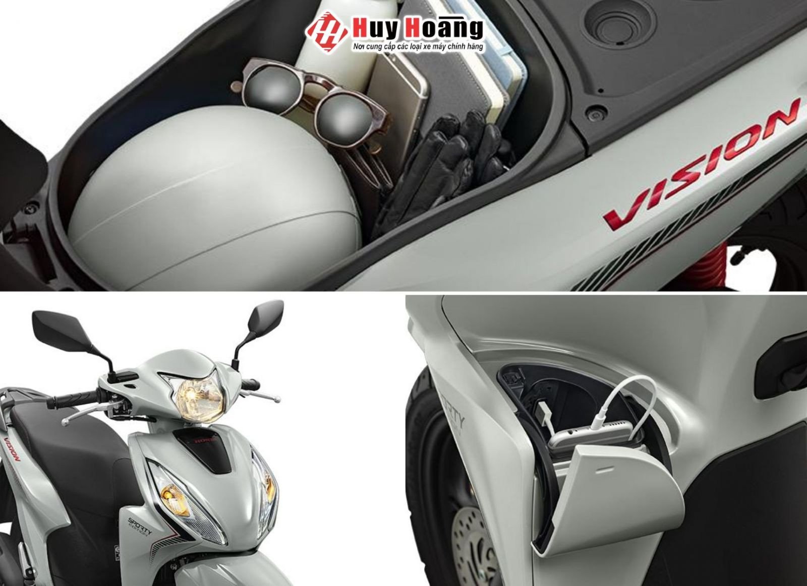 Hình ảnh minh họa hộc đựng đồ dưới yên xe Vision với dung tích lớn và tiện ích đi kèm