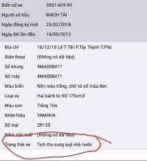 Hình ảnh minh họa kết quả tra cứu thông tin xe máy