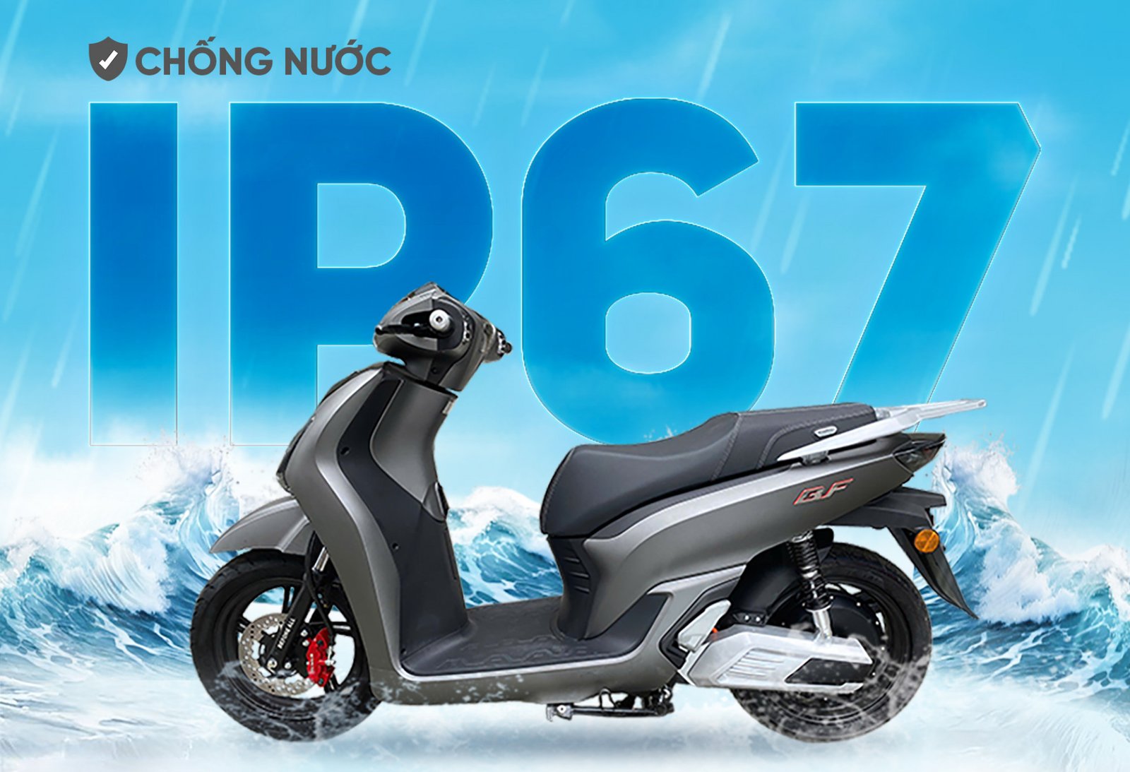 Hình ảnh minh họa khả năng chống nước của xe máy điện BF