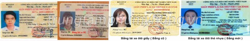 Hình ảnh minh họa mẫu bằng lái xe ô tô hạng B2 tại Việt Nam