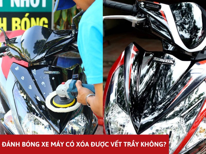 Hình ảnh minh họa một chiếc xe máy được đánh bóng kỹ lưỡng tạo độ bóng sâu