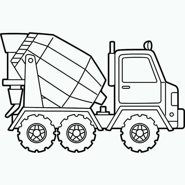 Hình ảnh minh họa một chiếc xe trộn bê tông đang được tô màu với nhiều màu sắc tươi sáng