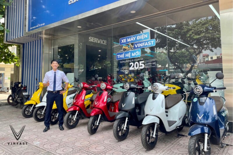 Hình ảnh minh họa một trạm sạc xe máy điện Vinfast tại Hà Nội