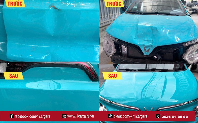 Hình ảnh minh họa quá trình đánh giá mức độ móp của xe trước khi đưa ra báo giá sửa chữa.