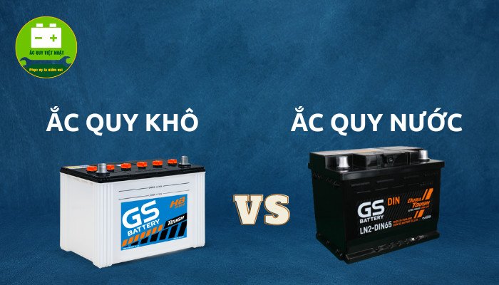 Hình ảnh minh họa sự khác biệt giữa ắc quy khô và ắc quy nước