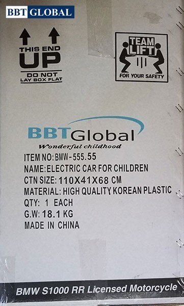 Hình ảnh minh họa về bao bì xe điện trẻ em chính hãng có chứng nhận