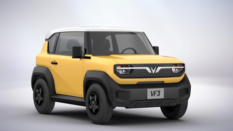 Hình ảnh minh họa xe VinFast VF 3 màu đỏ với thiết kế nhỏ gọn