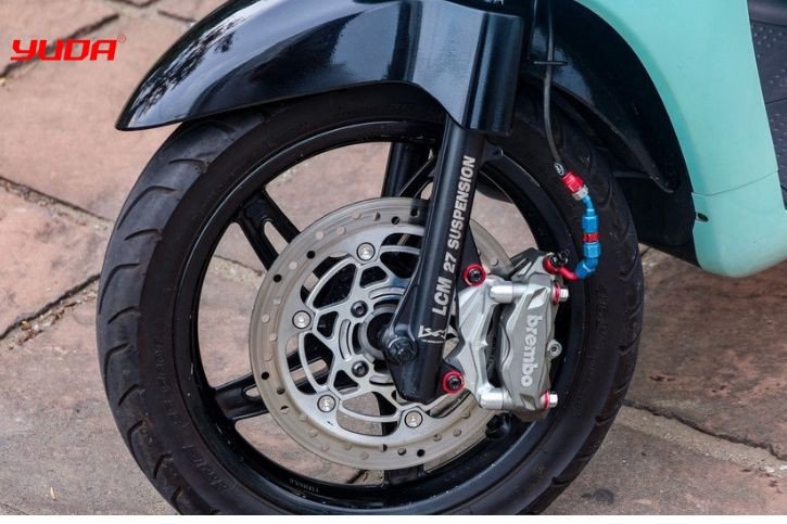 Hình ảnh mô phỏng hoạt động của hệ thống phanh đĩa trên xe điện