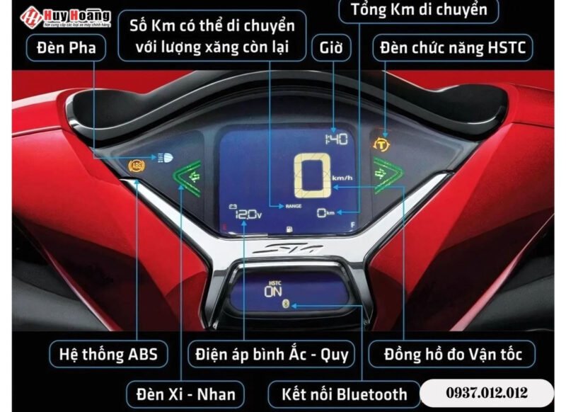 Hình ảnh mô tả các đèn báo cơ bản trên đồng hồ xe tay ga