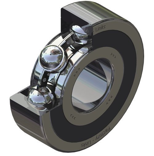 Hình ảnh mô tả cấu tạo bên trong của bạc đạn xe máy Honda, tập trung vào các viên bi và vòng cách.