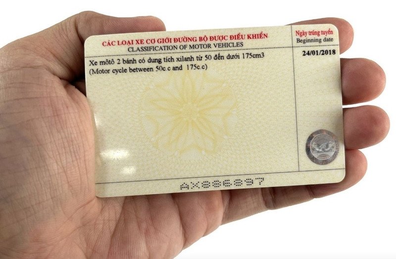 Hình ảnh mô tả cấu trúc của phôi bằng lái xe với các yếu tố bảo mật