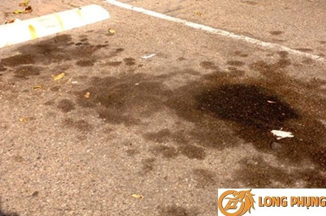 Hình ảnh mô tả dấu hiệu rò rỉ dầu nhớt dưới gầm xe