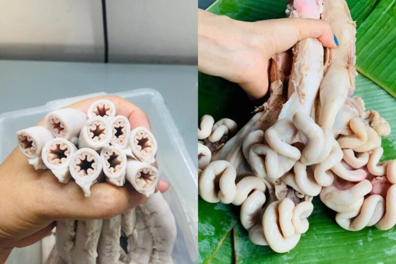 Hình ảnh mô tả lòng xe điếu giòn ngon được sơ chế cẩn thận