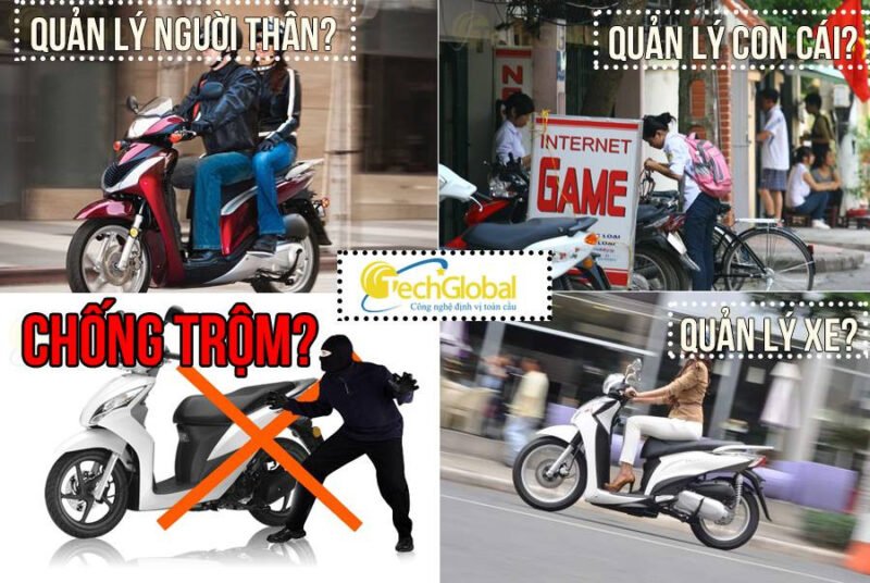 Hình ảnh mô tả nguyên lý hoạt động của hệ thống định vị xe máy