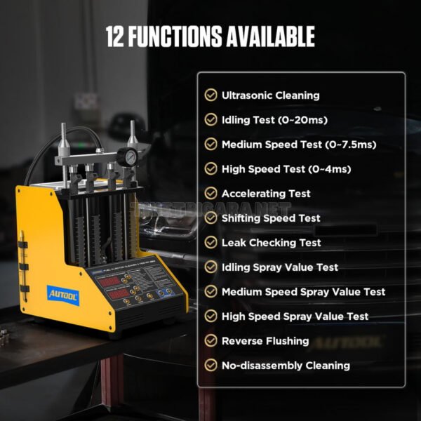 Hình ảnh mô tả quá trình làm sạch kim phun nhiên liệu của xe máy bằng thiết bị chuyên dụng