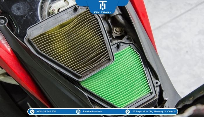 Hình ảnh mô tả vai trò làm sạch không khí của lọc gió xe máy Honda