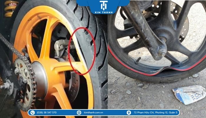 Hình ảnh mô tả việc kiểm tra và thay thế cổ phuộc bị biến dạng