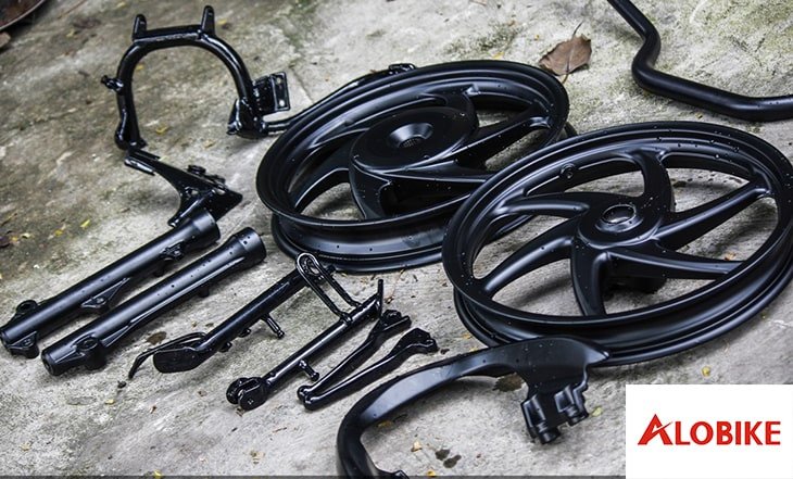 Hình ảnh một bộ vành xe máy sau khi được sơn tĩnh điện màu đẹp mắt