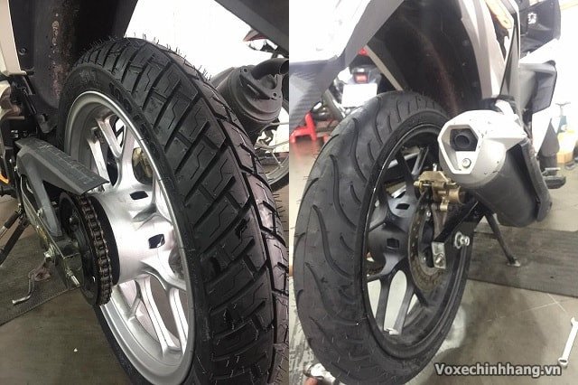 Hình ảnh một cặp lốp Michelin được lắp đặt trên xe Honda Winner 150