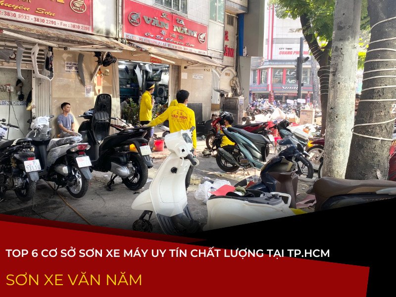 Hình ảnh một chiếc xe máy được chăm chút kỹ lưỡng sau khi sơn tại tiệm