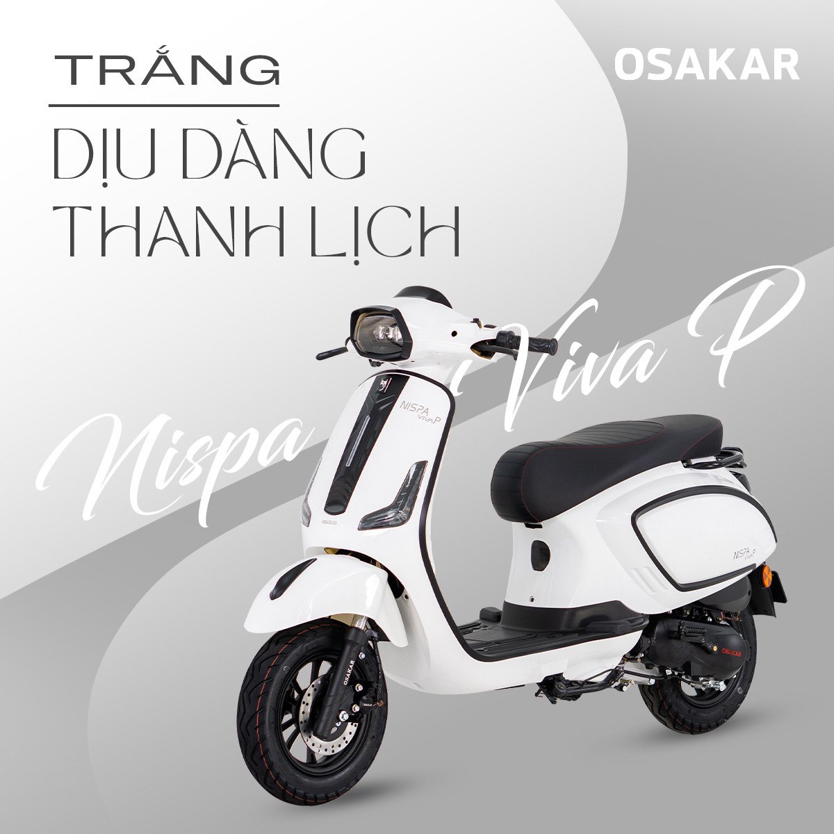 Hình ảnh một chiếc xe tay ga 50cc màu trắng với thiết kế góc cạnh, thể thao