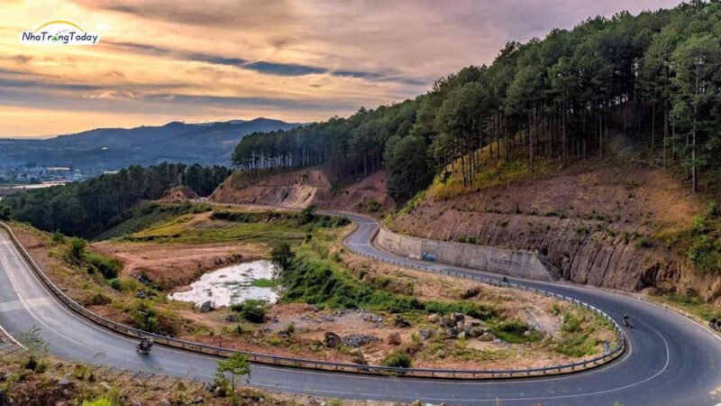 Hình ảnh một người đang lái xe máy trên con đường ven biển Nha Trang