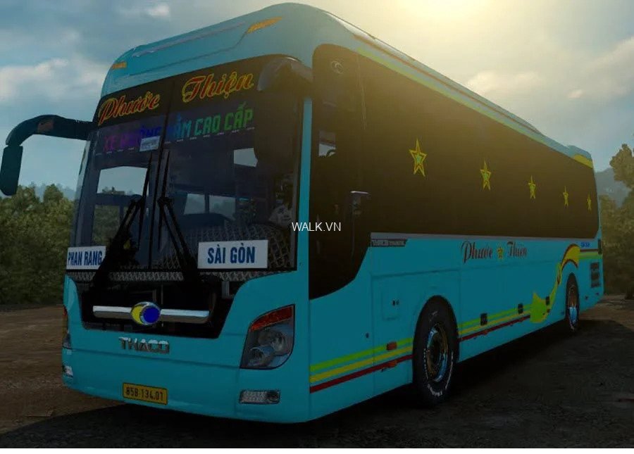 Hình ảnh ngoại thất của một chiếc xe khách chất lượng cao
