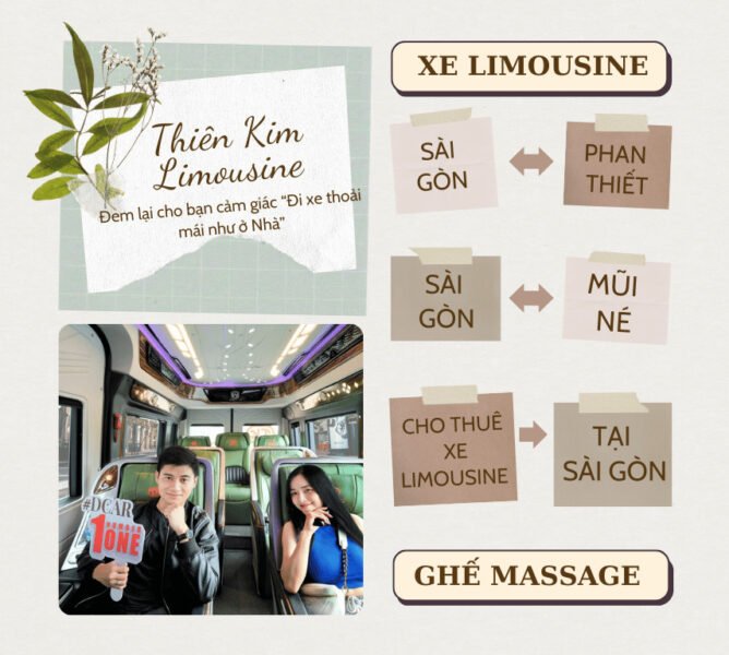 Hình ảnh nội thất sang trọng của xe limousine di chuyển tuyến Sài Gòn - Phan Thiết