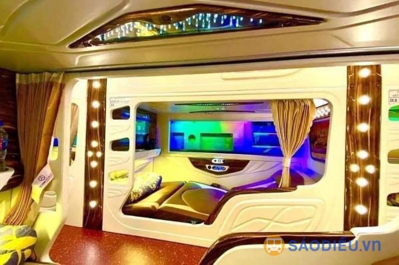 Hình ảnh nội thất xe giường nằm cabin VIP trên tuyến Hà Nội đi Hà Giang