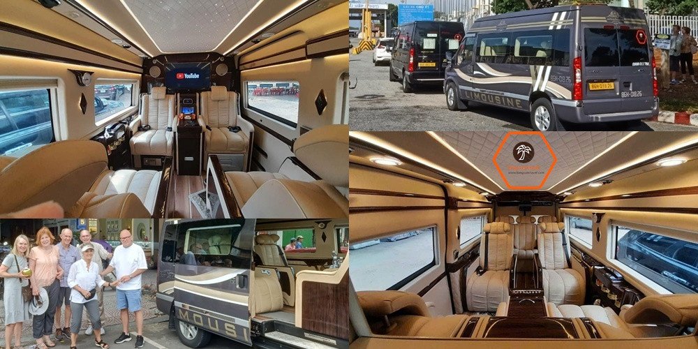 Hình ảnh nội thất xe Limousine sang trọng với ghế da rộng rãi