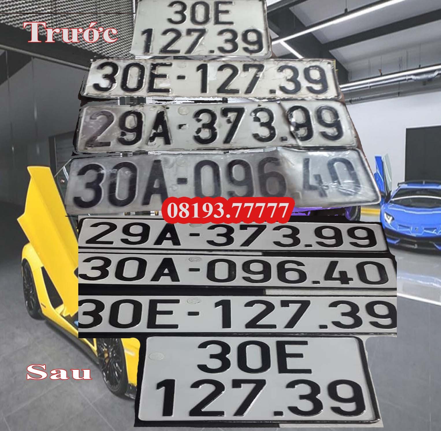 Hình ảnh so sánh biển số xe máy cũ và sau khi phục hồi