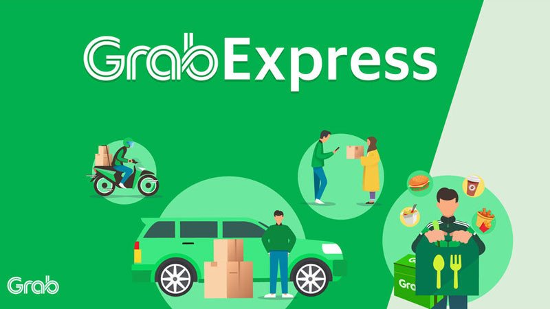 Hình ảnh tài xế GrabExpress đang giao hàng