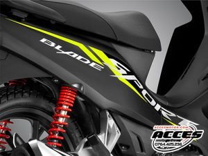 Hình ảnh tổng thể một chiếc xe Honda Blade màu sắc nổi bật