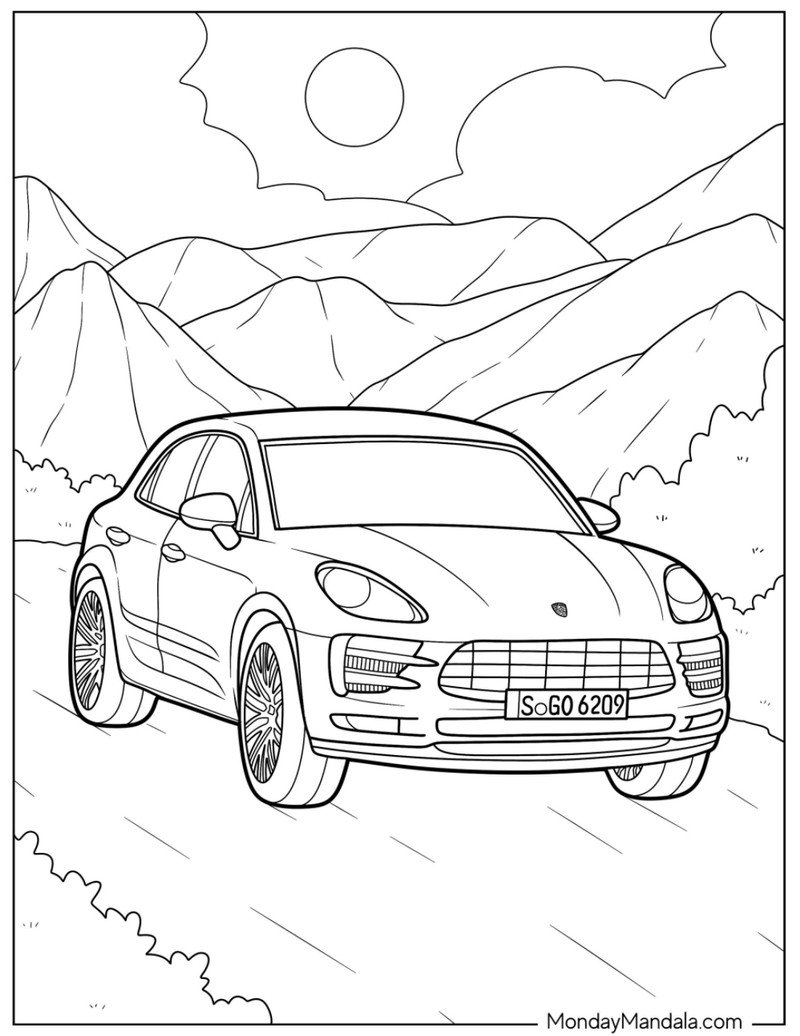 Tổng Hợp Các **Hình Vẽ Xe Ô Tô Đẹp** Cho Bé Hình vẽ xe ô tô được đặt trong khung cảnh đường phố hoặc thiên nhiên