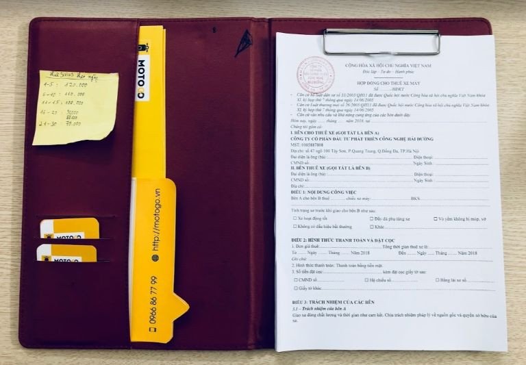 Hợp đồng thuê xe máy với các điều khoản rõ ràng