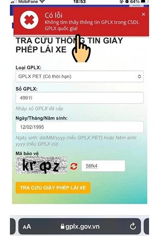 Kết quả tra cứu thành công cho thấy bằng lái xe hợp lệ