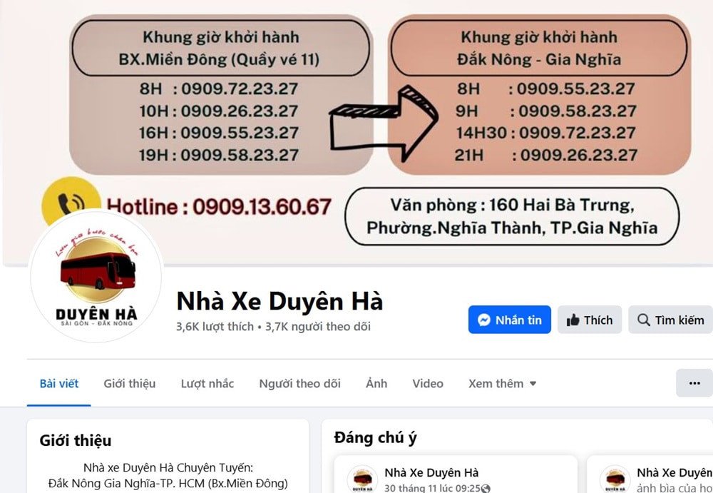 Khách hàng có thể liên hệ qua Fanpage để đặt vé xe khách một cách dễ dàng