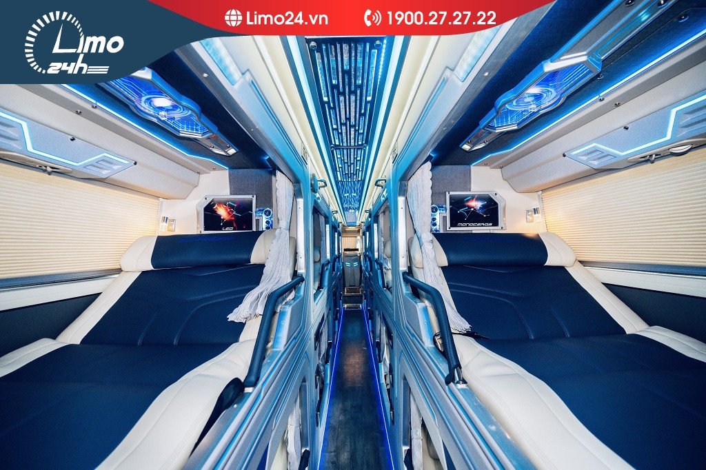Khoang giường nằm luxury rộng rãi của nhà xe Tiến Oanh
