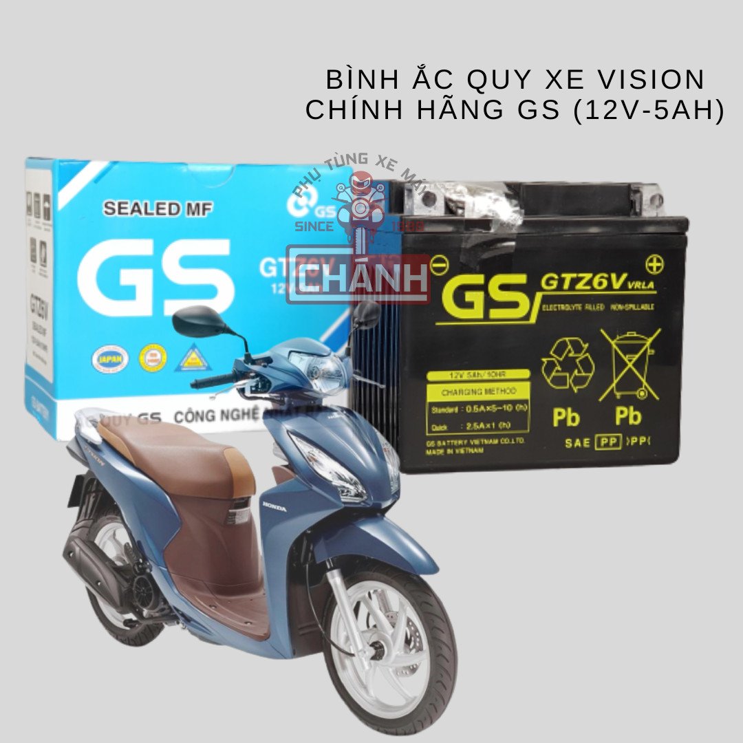 Kích thước bình ắc quy xe Vision chính hãng phù hợp với hộc máy