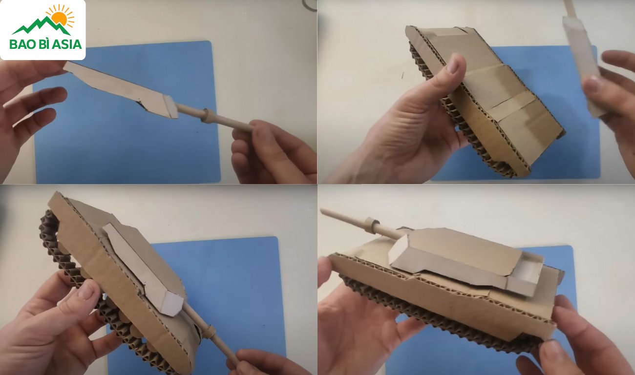 Hướng Dẫn Làm Xe Bằng Bìa Cát Tông Chi Tiết Lắp ráp và cố định khung xe bằng keo