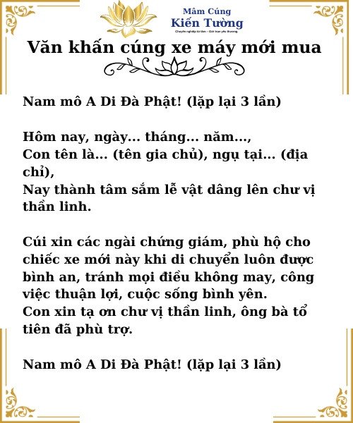 Lễ cúng xe máy mới thực hiện với lòng thành kính