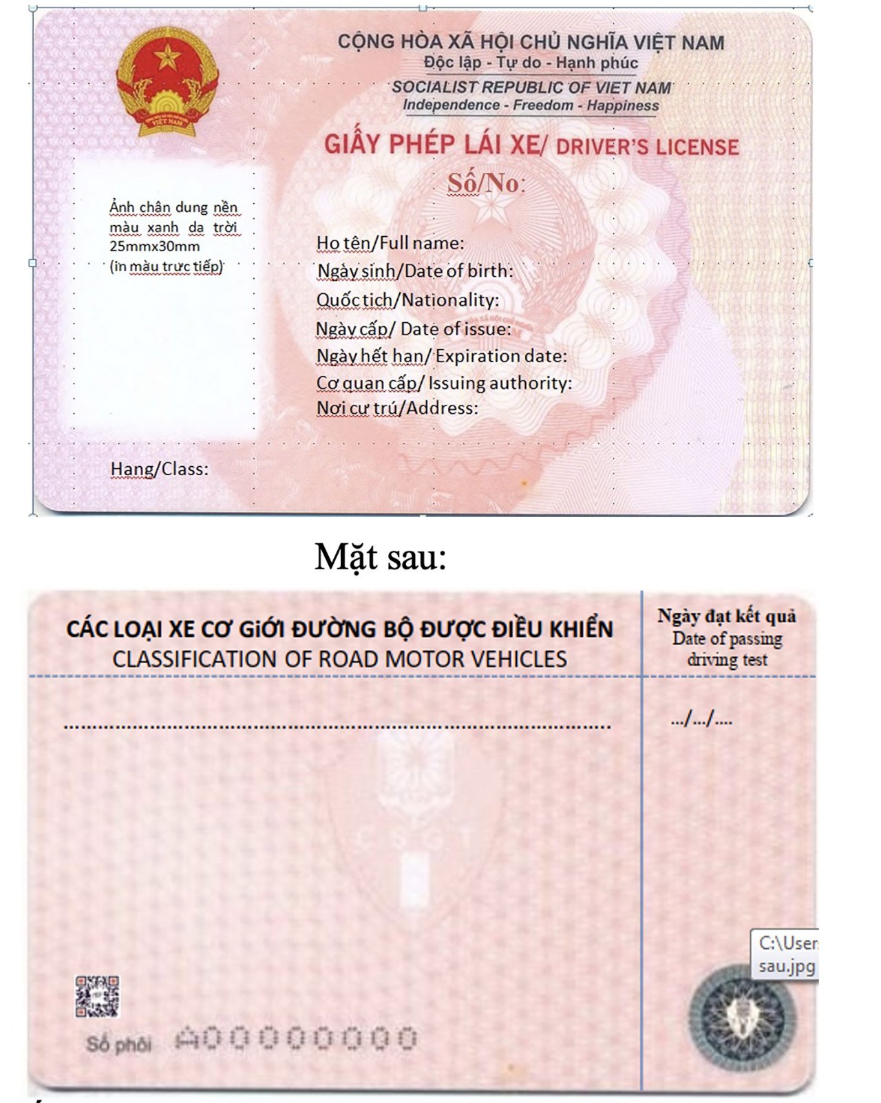 Mẫu bằng lái xe mới nhất áp dụng từ 2025